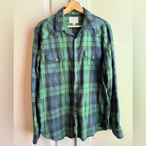 Lucky Brand Lightweight Western Pearl Snap Button Shirt Plaid Sz Medium